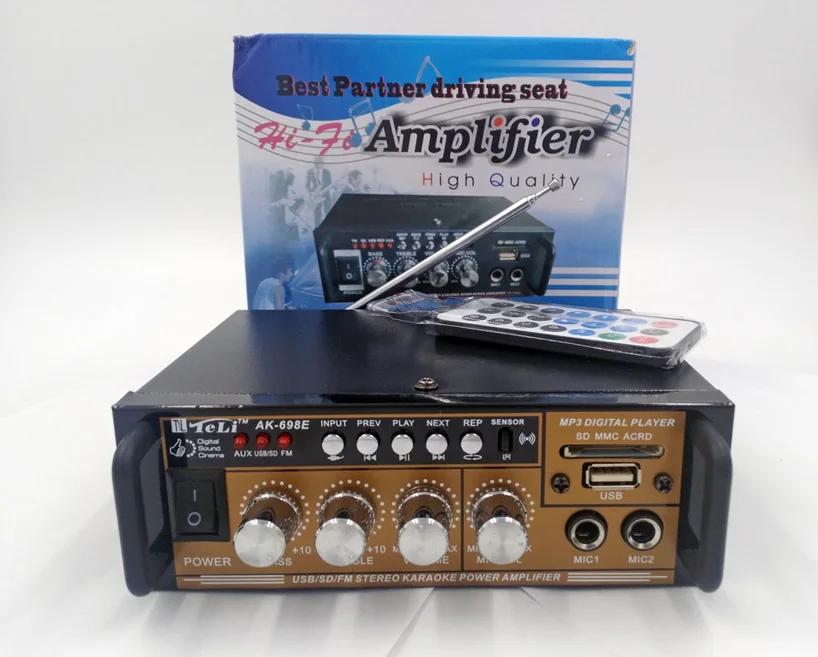 Special Wholesale NEW12V220V Purpose AV Power Amplifier Speaker With USB FM Radio Disk Double Microphone Jacks
