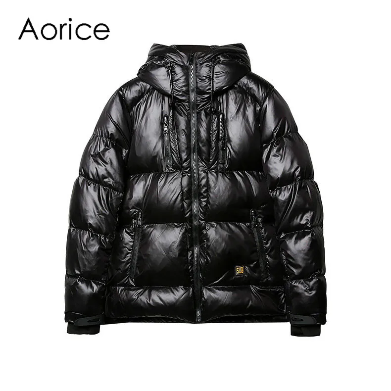 Мужская Легкая парка Aorice MT891 зимняя теплая с капюшоном однотонная Тонкая
