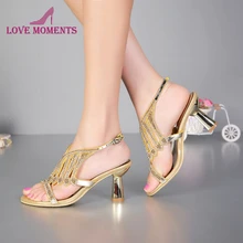 Летние босоножки новейшая модель свадебные туфли модные туфли на каблуках-столбиках свадебные туфли на высоком каблуке со стразами черные серебристые размеры 34–43