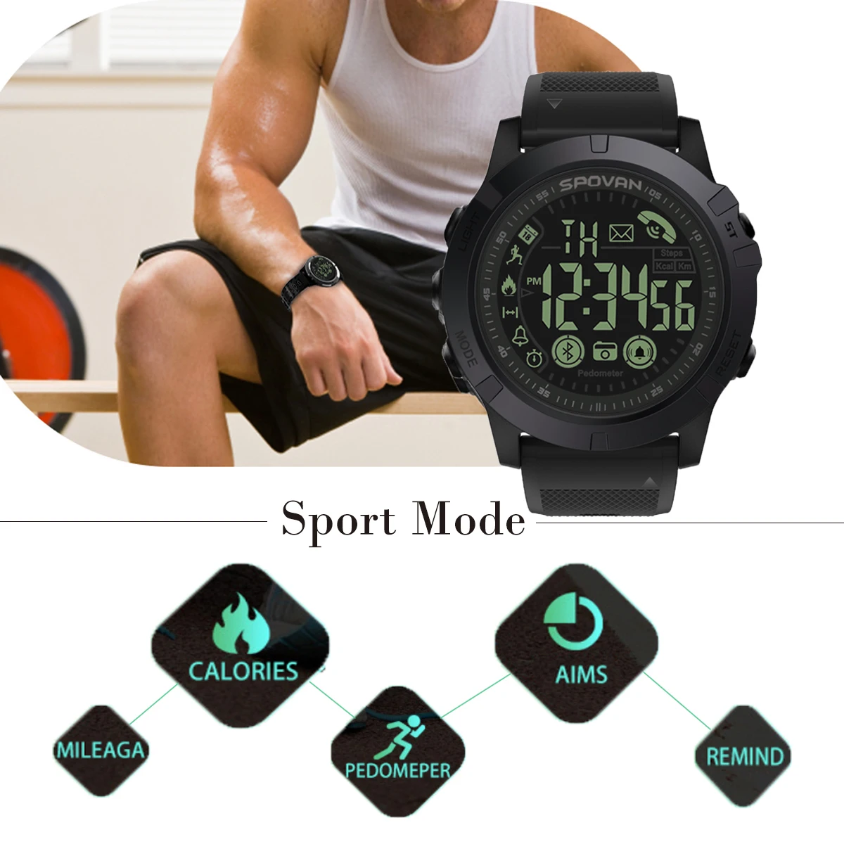 Pop Men Smart Watch , Military Style Fitness Tracker Pedometer smartwatch , Remote Camera Super Tough Smart Watches Pk T1 Tact