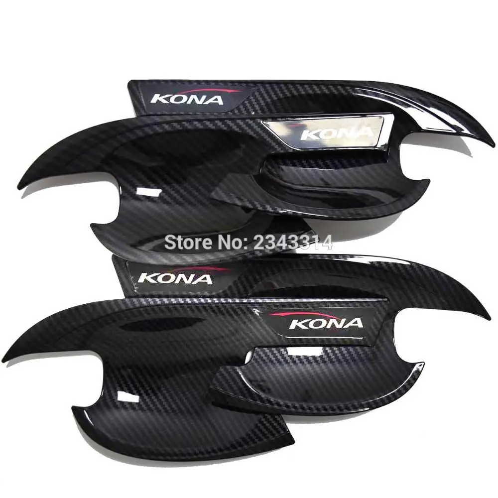 

For Hyundai KONA 2018 2019 ABS Black Car Door Handle Bowl Side Door Bowl Cover Trim Protectors Exterior Car Styling Accessories