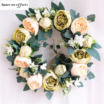 

6 Colors Home Decor Wreath Spring Easter Party Decoration Door Winder Decorations Flowers Rattan Wreath Wall Craft Ornaments