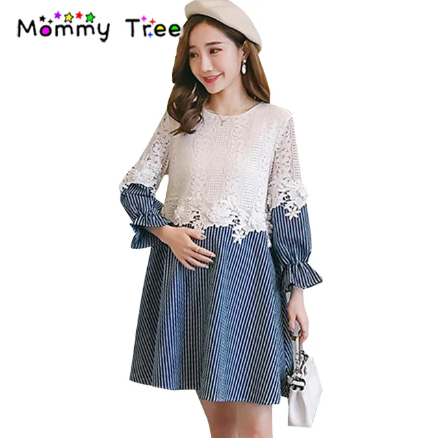 Maternity Dress Fashion Spring Autumn Dresses For Women Maternity Dress Fashion Spring Autumn Dresses For Women Pregnancy Pregnant Lace Stripe
