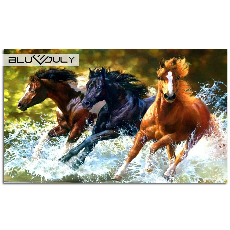 Diamond embroidery animal mosaic crystal galloping horses picture with