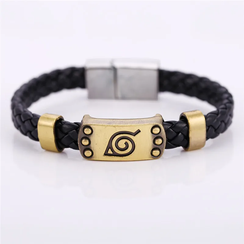 HSIC Anime Bracelet Naruto Weave Leather Bracelet & Bangle For Naruto