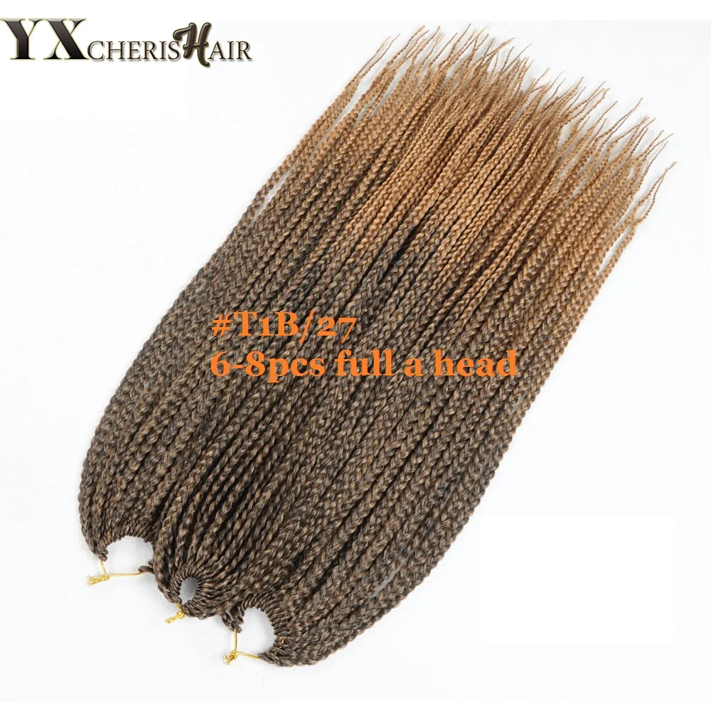 YXCHERISHAIR, 22 дюйма, в коробке, плетеные волосы для наращивания, Омбре, длинная синтетическая коробка, коса, вязанные крючком волосы, вплетаемые, черные, коричневые, двухцветные волосы