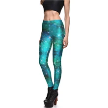 LGG065 New Green Shine Starry Sky Print Leggings Gothic Creative Fitness Women Leggings Popular Sexy Digital Print Pencil Pants