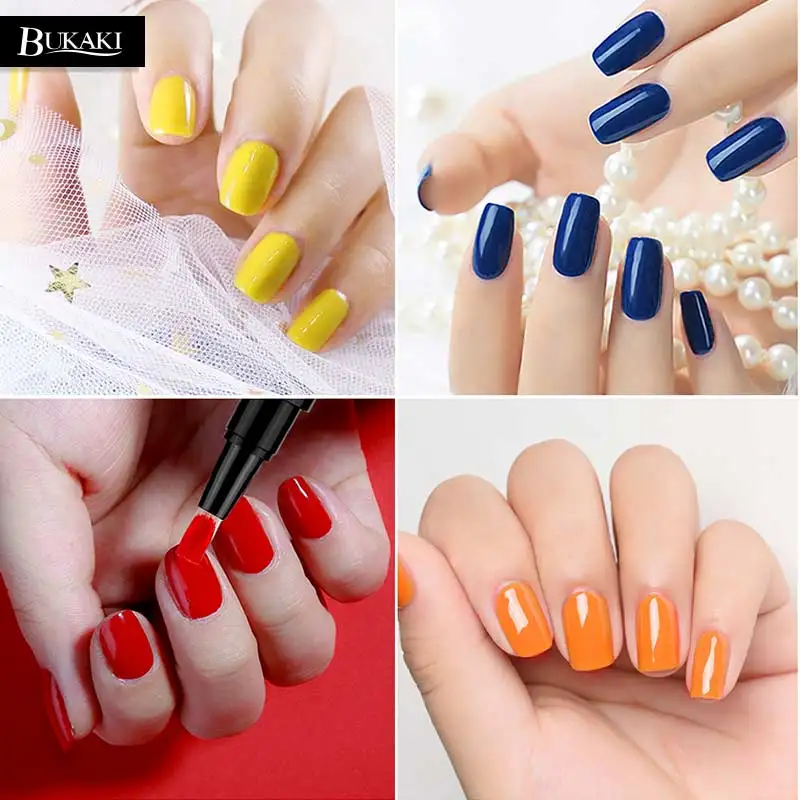 Online Bukaki 60 Warna 3 In 1 Kuku Gel Polandia Pen Tips Nail Art Uv Gel Varnish Hybrid Satu Langkah Gula kuku Lem Tidak Perlu Top Base Coat