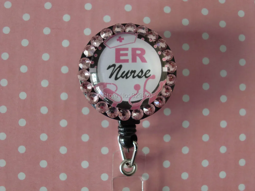 RN CUSTOM NAME RETRACTABLE ID REEL BLING BADGE HOLDERin Badge Holder