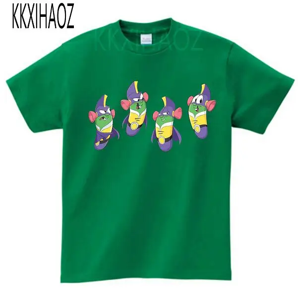 VeggieTales Larry The Cucumber/футболка с короткими рукавами, новинка года, летняя футболка из чистого хлопка с короткими рукавами для мальчиков и девочек, MJ - Цвет: Фиолетовый