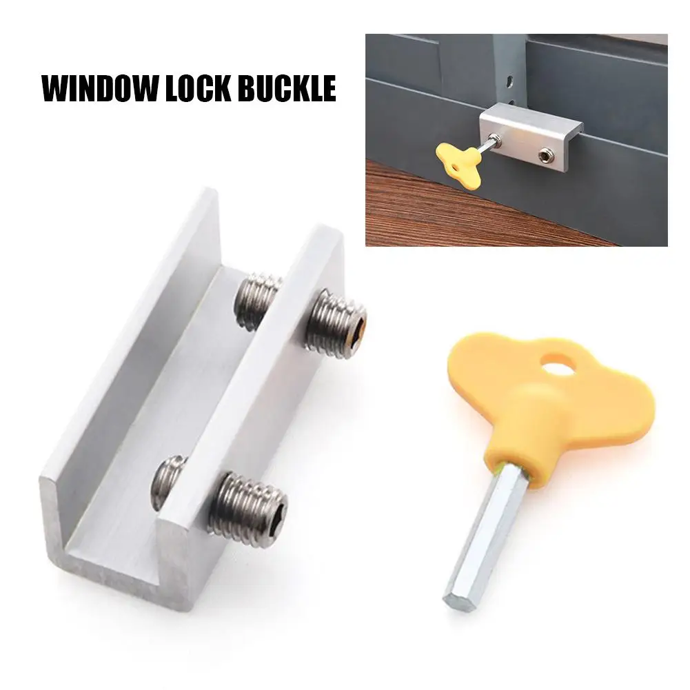 

Window Lock Buckle Aluminum Alloy Steel Door Protection Sliding Door Security Lock with Key Anti - Theft Baby Child Pet Safety