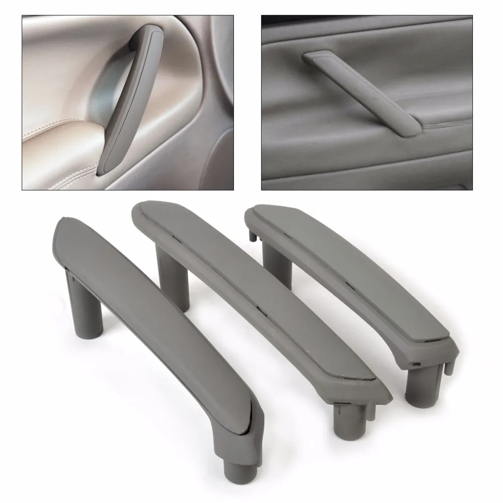 DWCX 3x Gray Interior Door Pull Grab Handle With Trim Cover 3B0 867 180 A For VW Passat B5 98