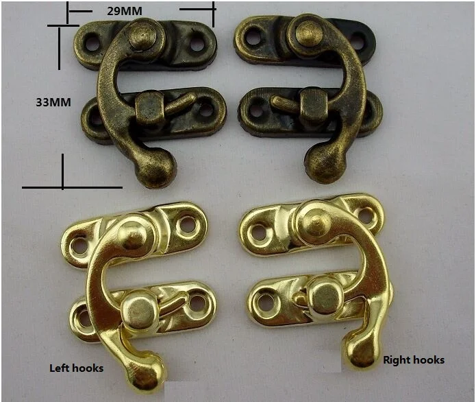 

100pcs/lot dark button box accessories wooden box buckle clasp lock box clasp hook small lock hook bronze lock horns 29*33mm