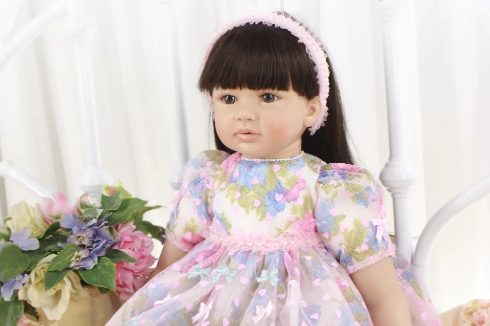 60 см куклы reborn Мягкие силиконовые виниловые Детские bebe princess bonecas цветное платье