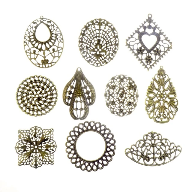 Bronze tone Filigree Jewelry Connectors Setting,Connector Finding,Filigree  Findings,Flower Filigree
