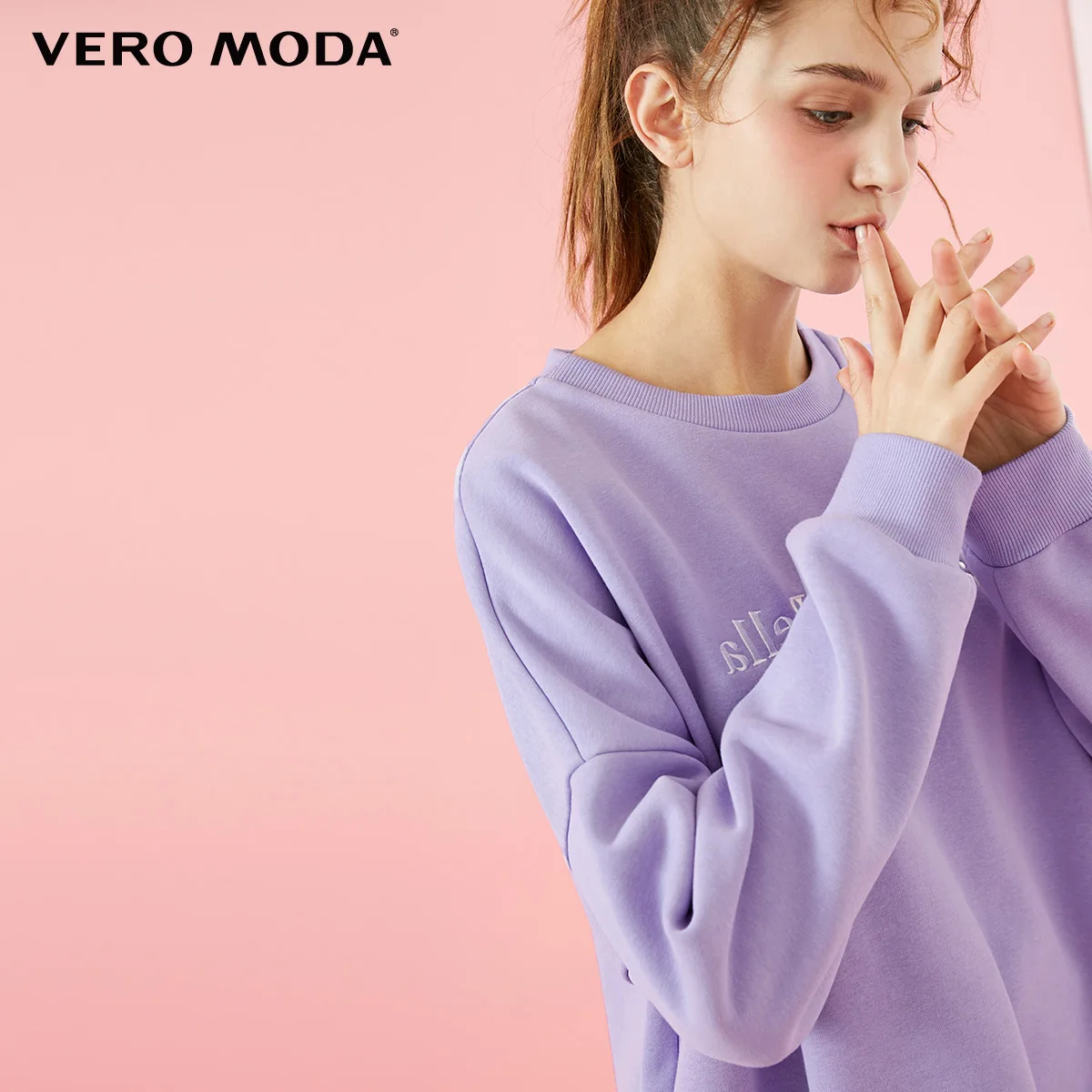 Vero Moda свитшот Женская Ins стиль круглый вырез с заниженным плечом Досуг свободная толстовка с капюшоном | 318433511