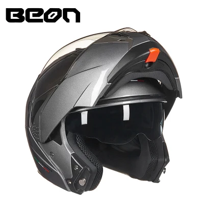 BEON мотоциклетный шлем с двойными линзами и BLUETOOTH, шлем для мотокросса, мотокросса, верховой езды - Цвет: gray