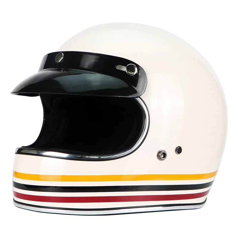 Стекловолоконный Полнолицевой шлем, винтажный мотоциклетный шлем, мотоциклетный шлем для мотокросса, мотоциклетный шлем Casco Capacete, Ретро шлем DOT ECE A1 - Цвет: helmet with shield
