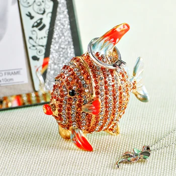 

H&D Tropical Fish Trinket Box Hinged Hand-painted Animal Figurine Collectible Decoration Ring Holder Gift For Ladies/Girls