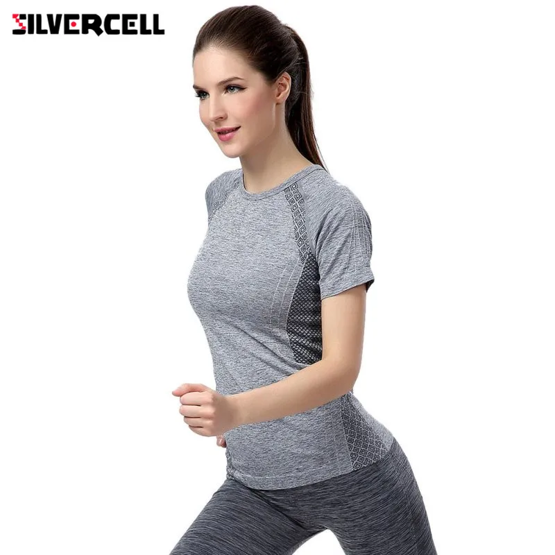 

Breathable Dry Quick Women Compression Short Sleeve T-shirts Tights Elastic Fitness Tops
