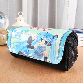 

Hatsune Miku Colorful Anime Pencil Case Fashion Women Cosmetic Cases Multifunction Long Purse for Gift