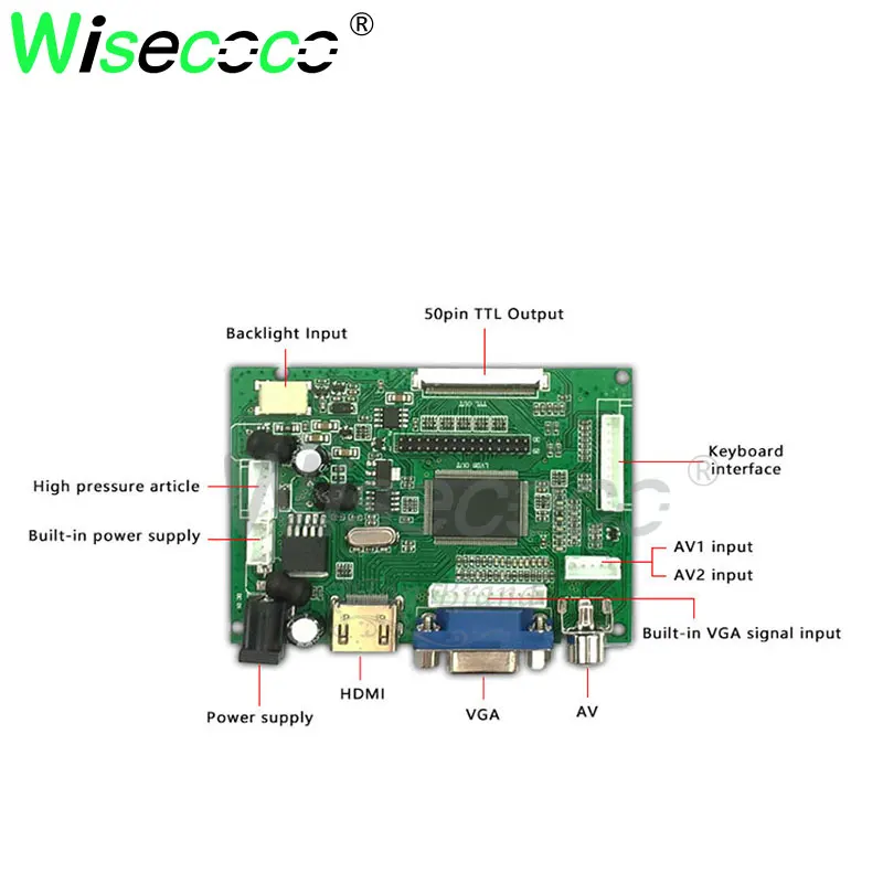 7 дюймовый экран wisecoco 1024*600 IPS ЖК дисплей TFT монитор с платой управления драйвером