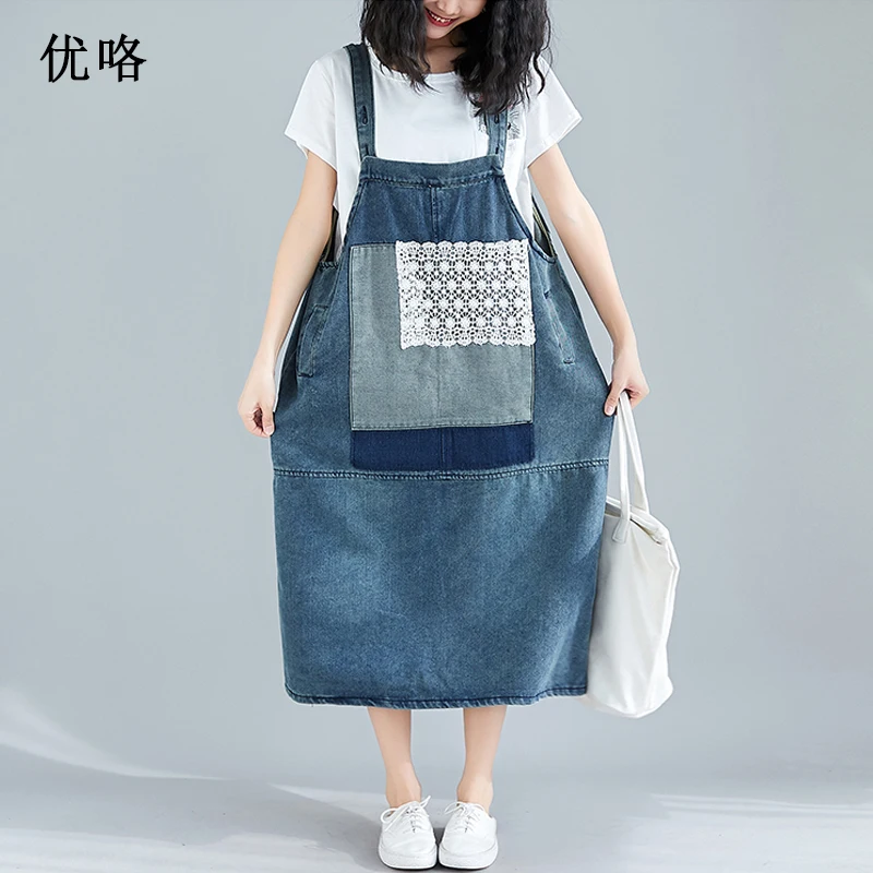 

Big Size Summer Denim Dress Women Sleeveless Casual Sling Jeans Dresses Plus Size Loose A Line Dress Vestido New Arrival 2019