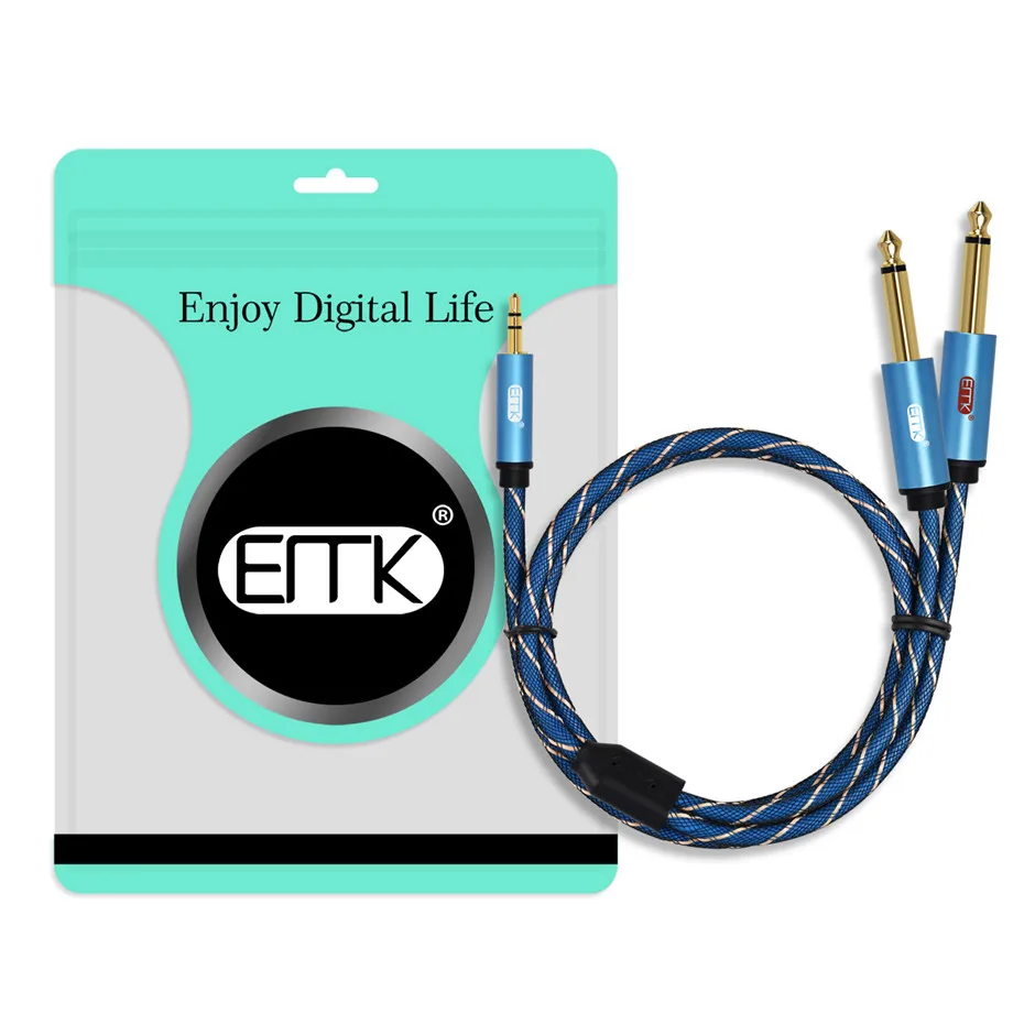 EMK Jack 6.3 to 3.5 Audio Cable Stereo 3.5mm to 2 6.3mm 6.35 6.5 mm AUX 6.3 Splitter Mono Cable 1M 2M 3M 5M (8)