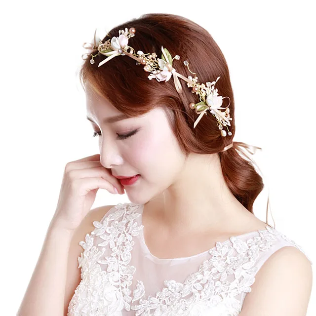 Fl Headbands For Women Elegant Flower Bowknot Pearl Fl Headbands For Women Elegant Flower Bowknot Pearl Hair Band Tiara Wedding Accessories