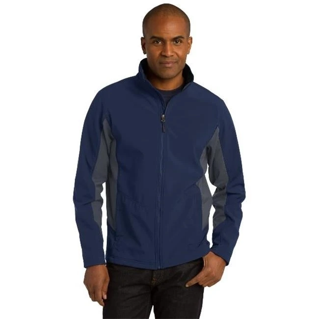 Port Authority J318 Mens Core Colorblock Soft Shell Jacket Dress Blue Navy & Battleship Grey - Medium