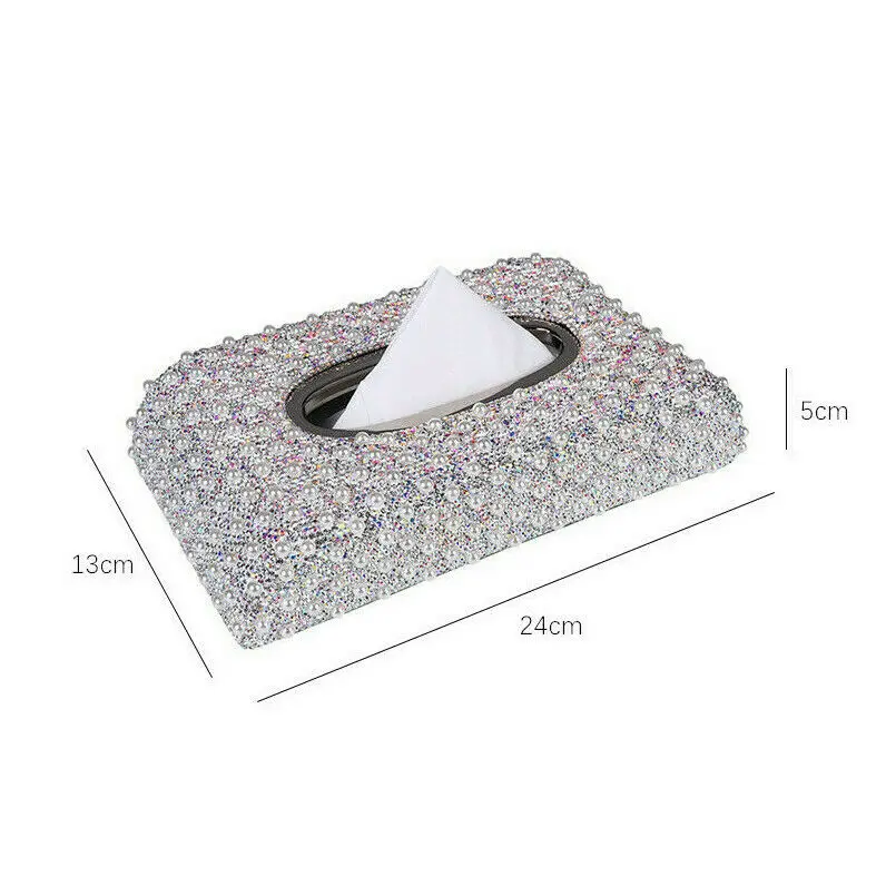 Модный женский блестящий алмаз+ жемчужный автомобильный бумажный полотенце коробка для салфеток чехол