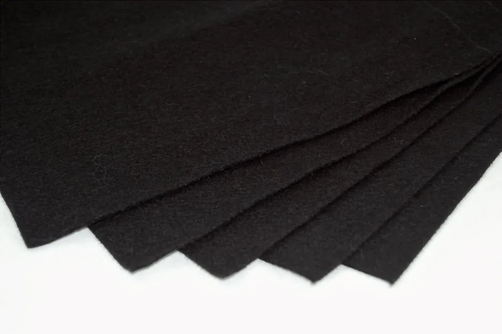 Black Non Woven Felt Fabric Sheets Fiber Thick Kids DIY Craft Assorted