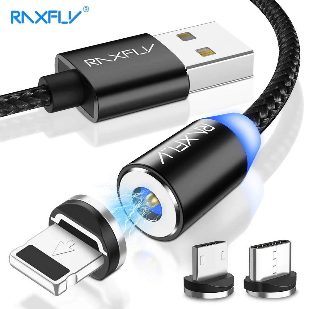 Kopen RAXFLY Magnetische Usb kabel Voor iPhone 6 6 s Plus Lightning naar USB Kabel Magneet Charger Draad Microusb Type C Voor Samsung S9