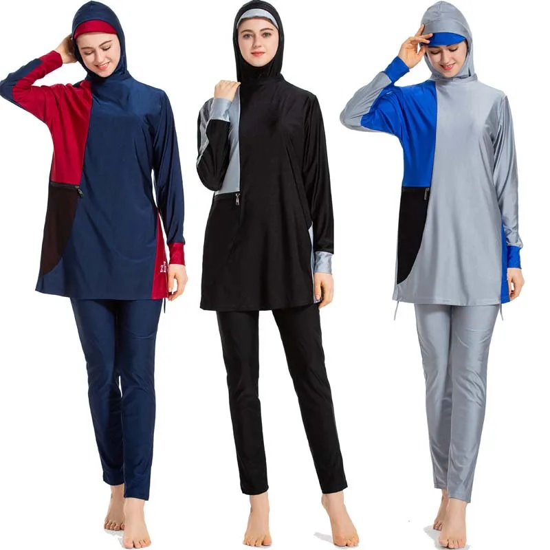 BAILUNMA Burkinis Мусульманский купальник для мусульман Мусульманский купальник Burkinis купальники для женщин скромный лоскутный полный купальник купальный костюм