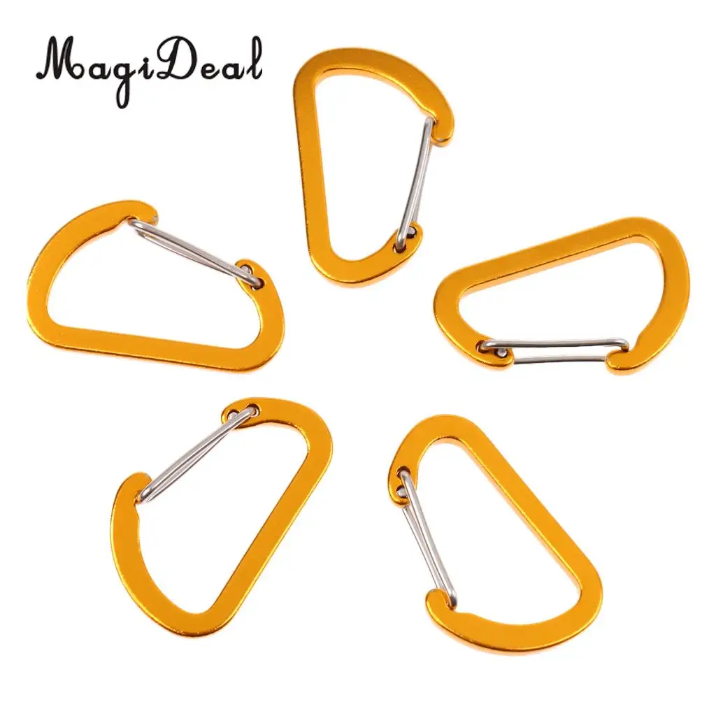 High Quality 5 Piece Outdoor D Ring Carabiner Spring Snap Clip Key Chain Hook Buckle Climbing Caving Hiking Camping Travel