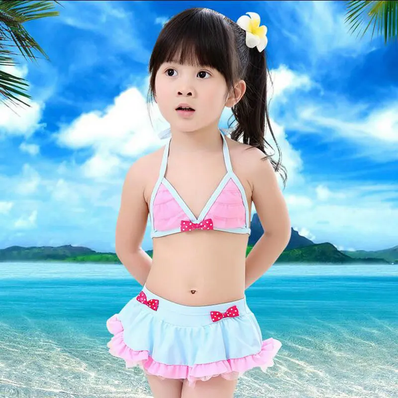 Baby Girls Bathing Suits Children Bikini Girls Swimwear Cute Patchwork Design Swimming Costume Set High Quality UV Rash Guard