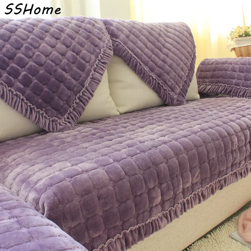 Autumn winter quality genuine leather sofa cushion fabric cushion slip resistant plush home sofa