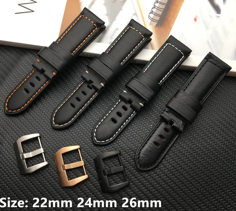 

22mm 24mm 26mm black brown stiching Vintage Italian cow leather watch band bracelet watchband For PAM441 for Panerai strap tools