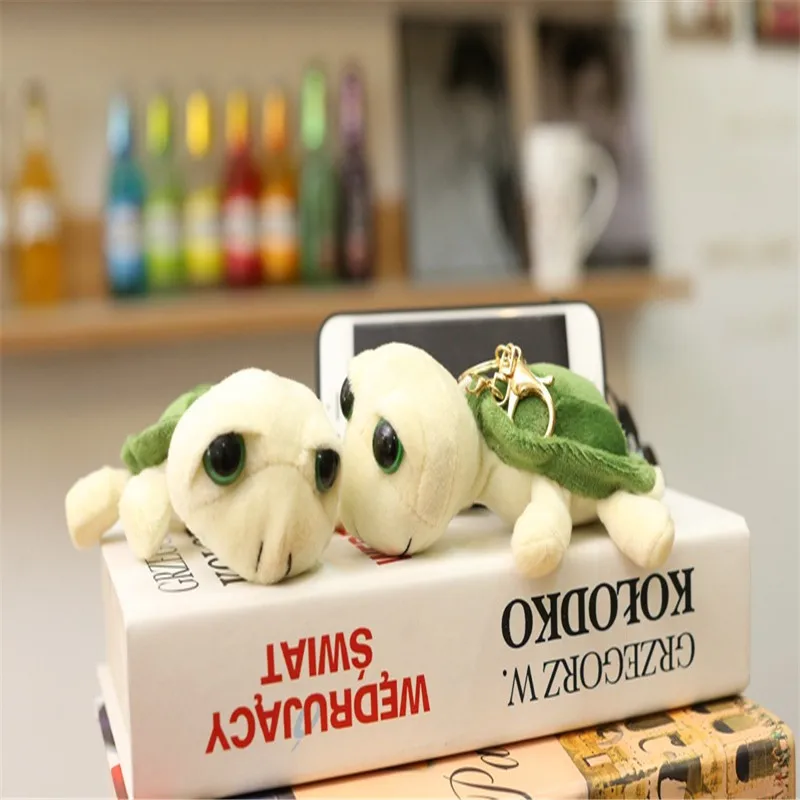 

Mini Small turtle Keyrings Keychains Faux RabbitBaby turtle Fur Pompom Fluffy Trinkets Car Handbag Pendant KeyChian Ring Holder