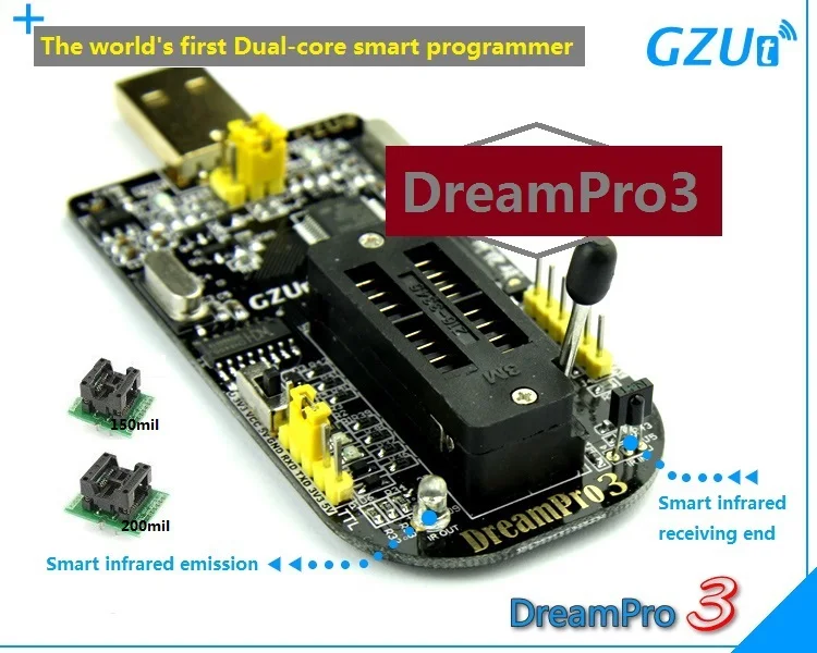 

DreamPro3 DreamPro2 Offline copy motherboard BIOS SPI FLASH 25 USB programmer writer + Adapter 150mil and 209mil