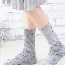 Gtglad Новинка зимы теплые Для женщин Носки новогоднее; рождественское Носки творчески Золотой Бархатные эластичные сапоги до колена носки для рождественских подарков