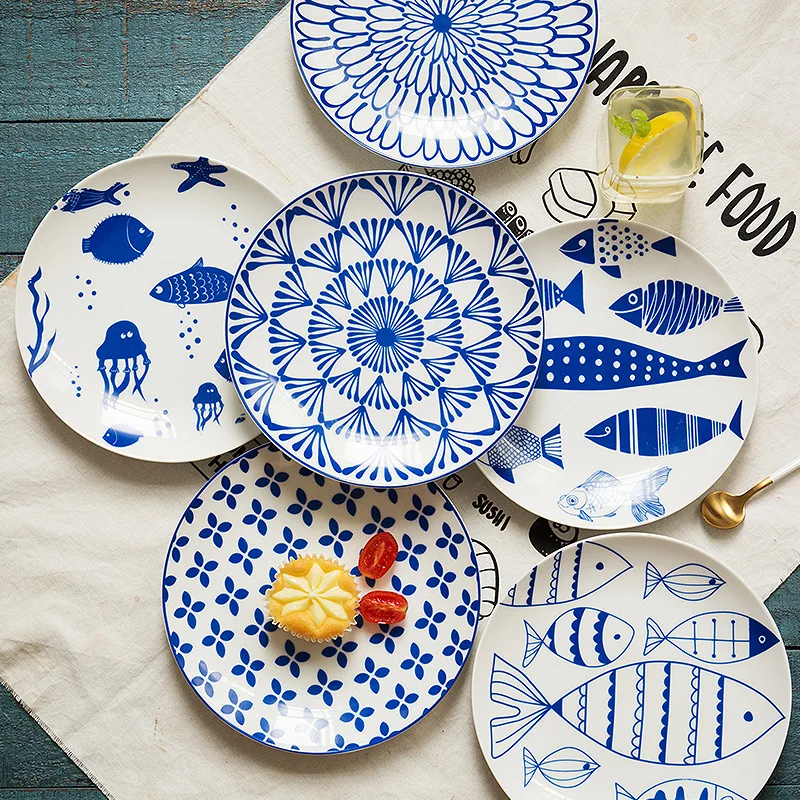 

Cartoon Fish Creative 8 Inch Ceramics Steak Plate Breakfast Snack Plate Wholesale Cutlery Dinnerware Set Porcelain Dinner Sets