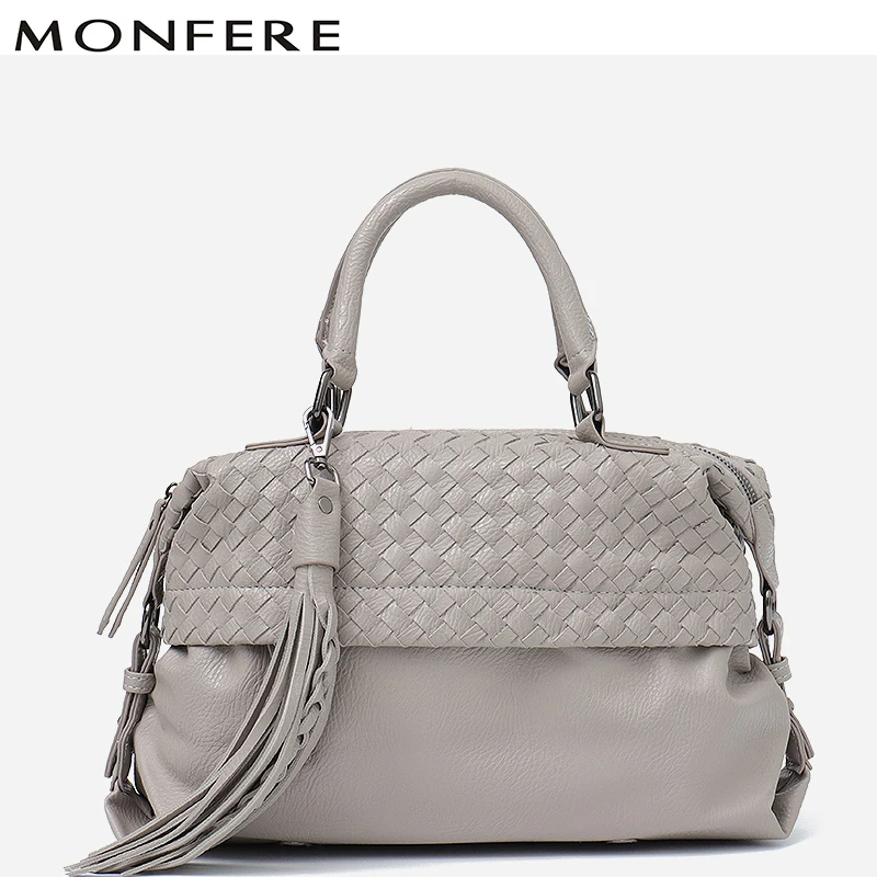 

MONFERE Charm Woven Women Shoulder Bag Patchwork Woven Pu Leather Fashion Lady Messenger Crossbody Purse Elegant Female Handbag