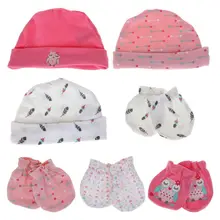 Новинка, 1 комплект, детские перчатки, шапка, шапочка, против царапин, перчатки варежки с мультяшным принтом, милая шапка для мальчиков и девочек, Осень-зима, для новорожденных, теплые