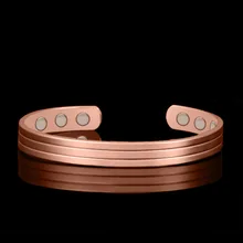 Cuteeco moda saúde feminina pulseira retro padrão de flor três linhas pulseiras de cobre magnético para presente de jóias