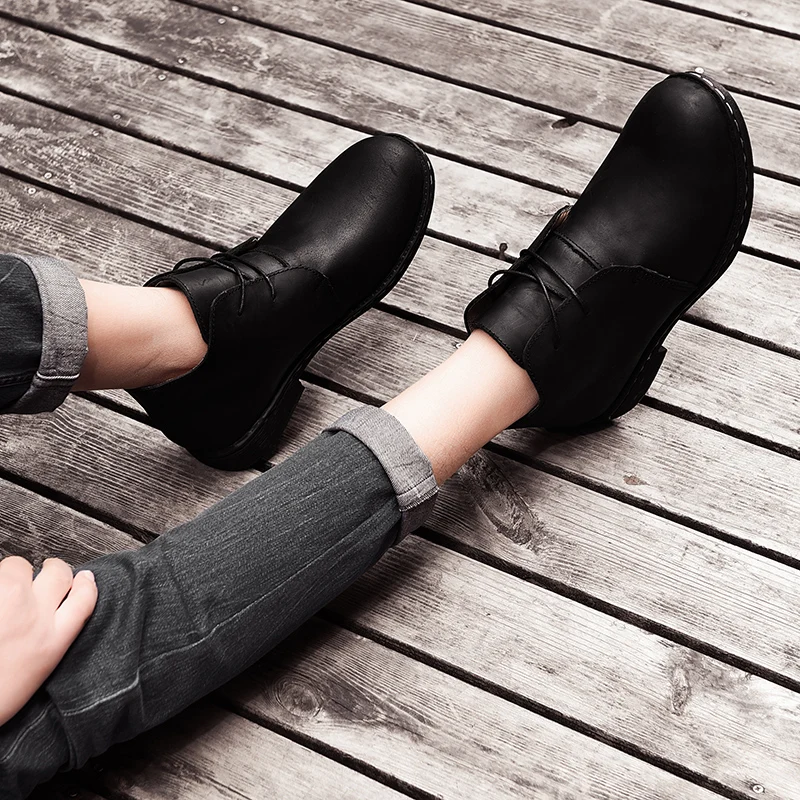 Мужские Ботильоны из натуральной кожи; дышащие мужские кожаные ботинки; обувь с высоким берцем; Уличная Повседневная мужская зимняя обувь; Botas Homme; меховая плюшевая обувь