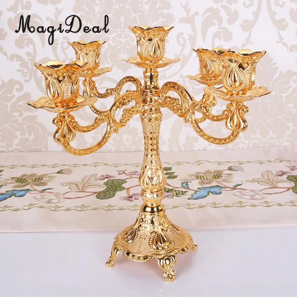Vintage Candelabra Metal Desktop Candleholder 1/3/5 Head Antique Candlestick Votive Mood Lighting Holder Fixtures
