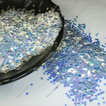 1/1"(2 мм) 080 белый с синим светильник сверкающие блёстки шестиугольные формы для геля нейл-арта и ремесла украшения