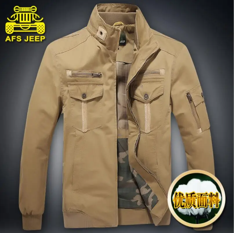 Brand AFS Jeep Mens Jackets Autumn Winter 2017 100 Cotton Loose Casual Military Army Coats Male