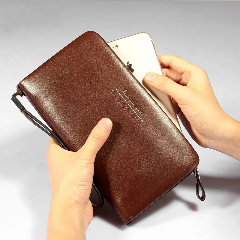 

Vintage cowhide wallet men long design large capacity genuine leather male wallet clutch wallet